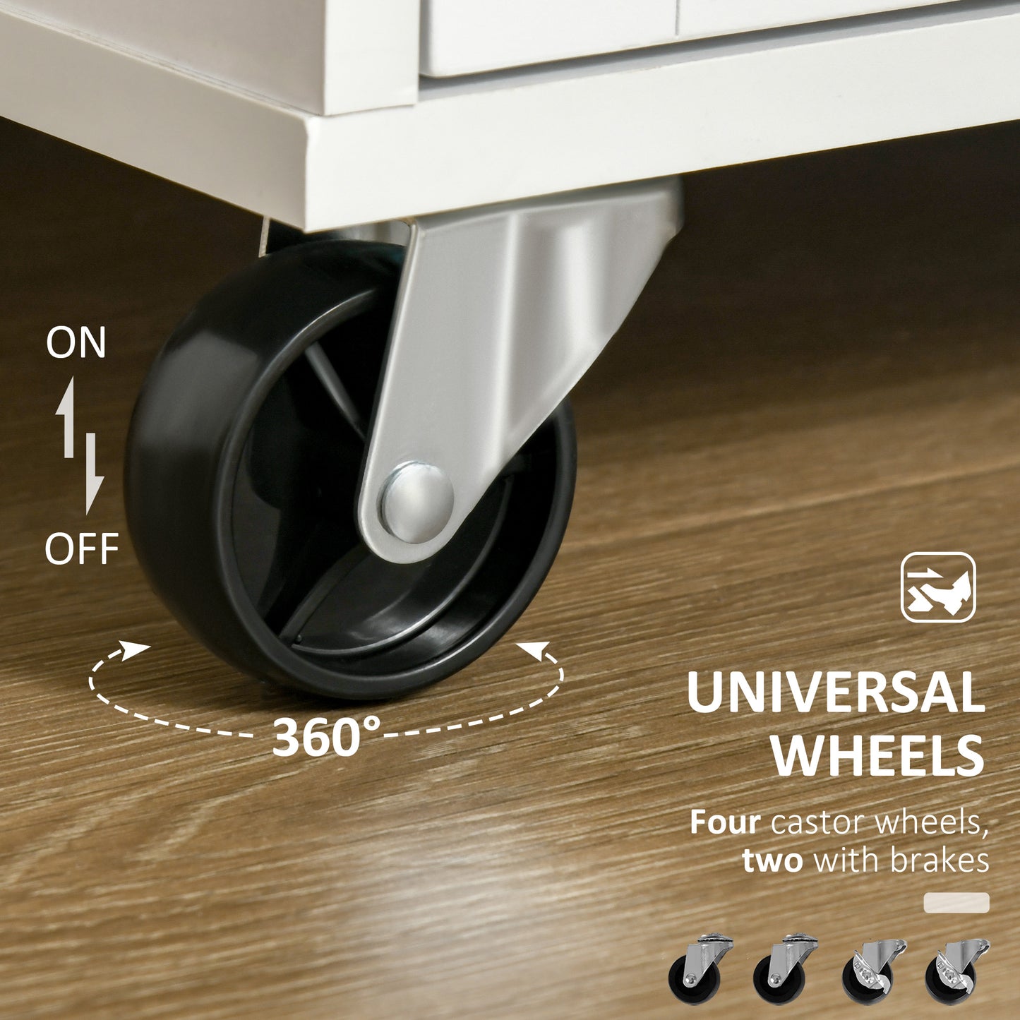 HOMCOM Kitchen Island Utility Cart, with 2 Storage Drawers & Cabinets for Dining Room, White