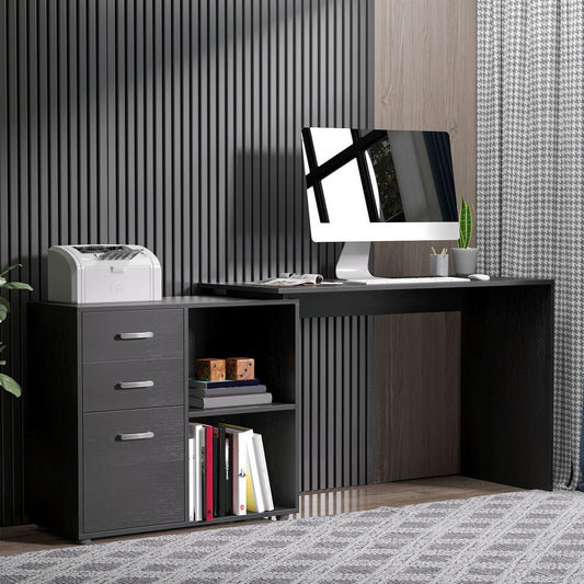 HOMCOM L Shaped Computer Desk in Black, image 2