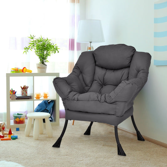 Elegant Polyester Fabric Recliner Chair with Steel Frame-Grey