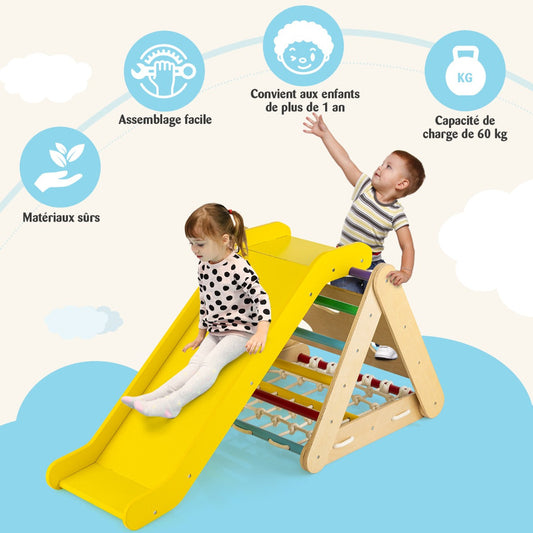 Climbing Toy for Toddlers Triangular 4-in-1 Climbing Frame with Ramp Multi-colored