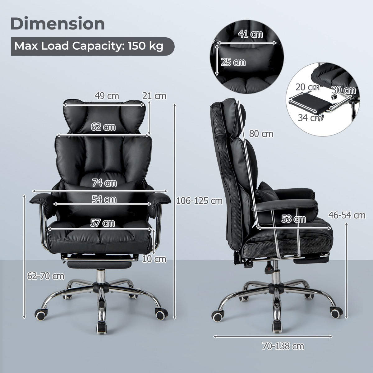Ergonomic High Back Office Chair Executive Computer Desk Chair-Black