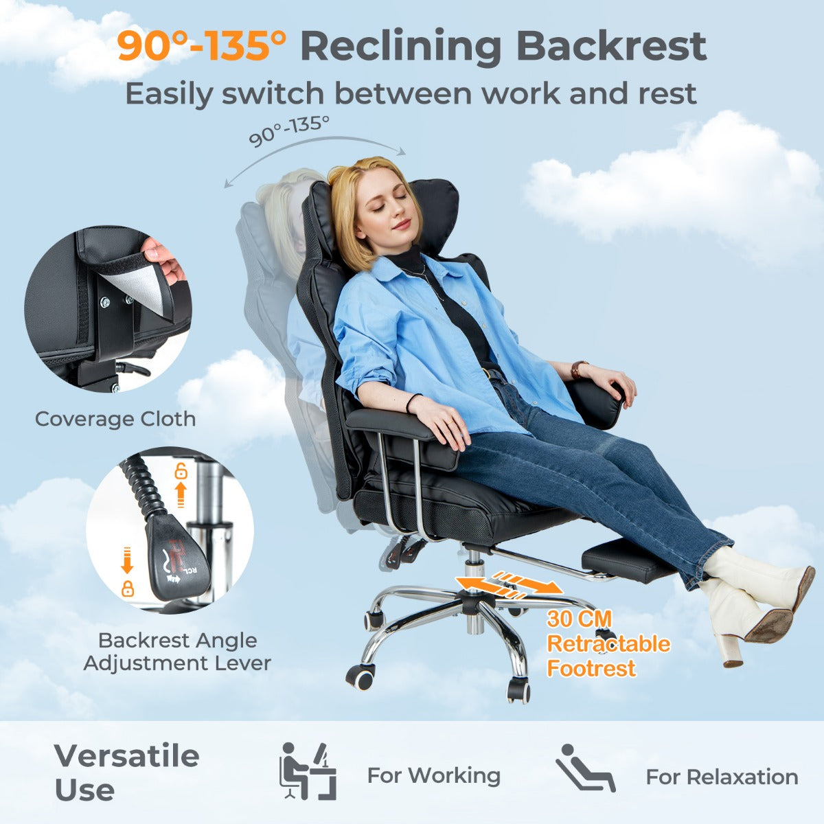 Ergonomic High Back Office Chair Executive Computer Desk Chair-Black