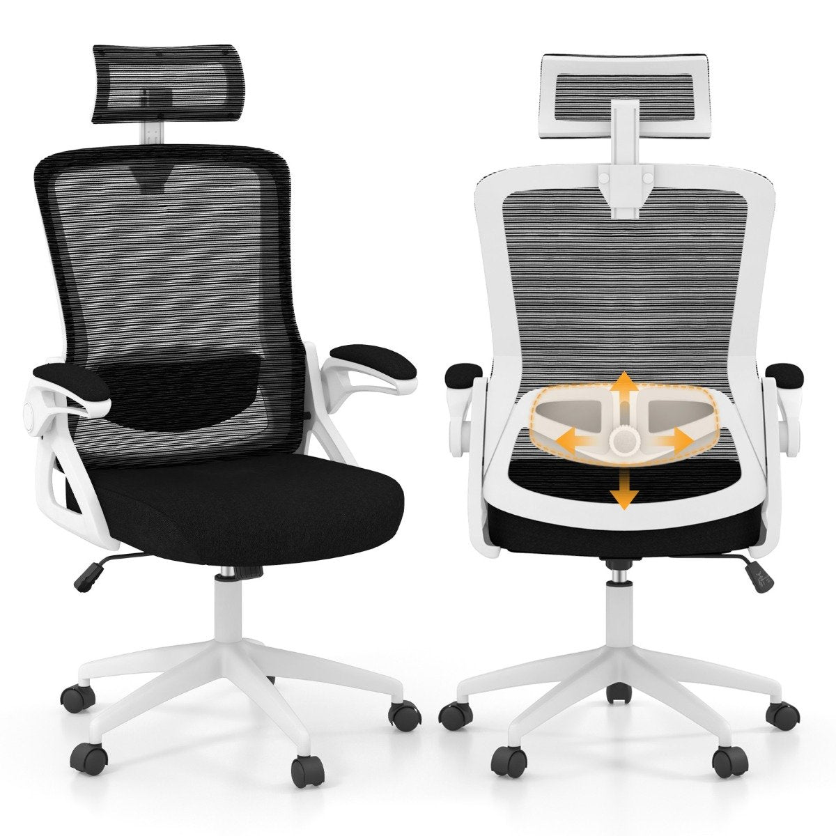 Ergonomiczny fotel biurowy z regulowanym podparciem lędźwiowym - biały