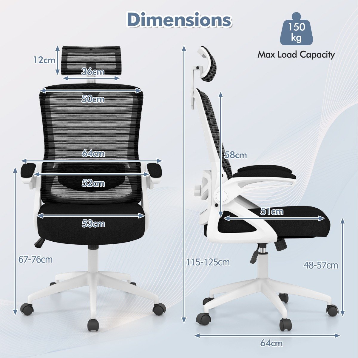 Ergonomiczny fotel biurowy z regulowanym podparciem lędźwiowym - biały