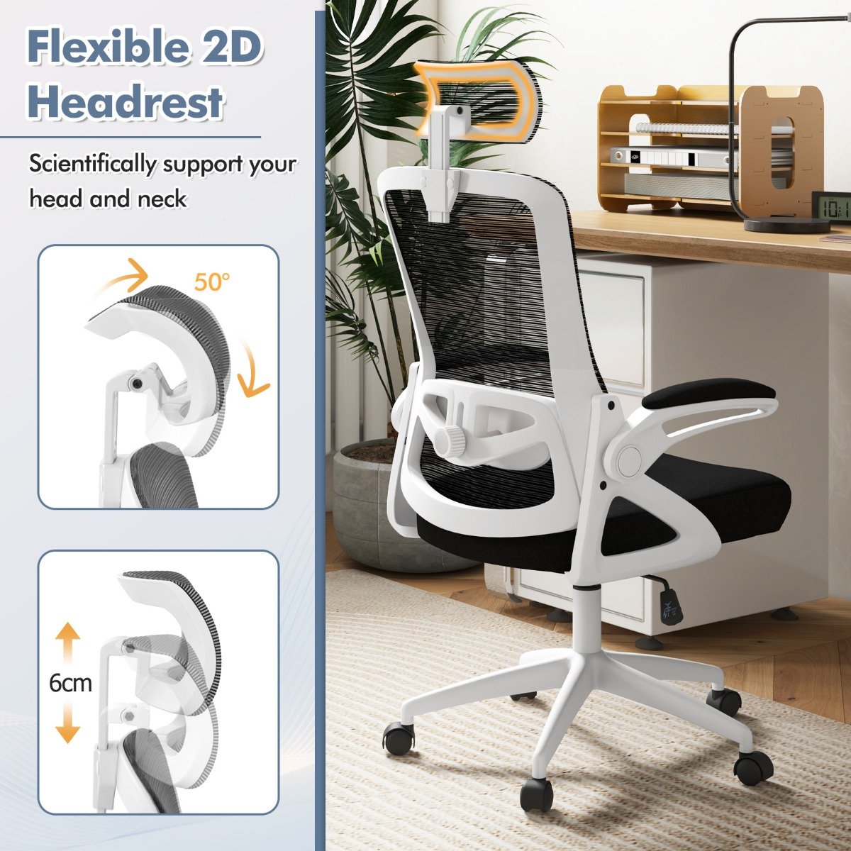 Ergonomiczny fotel biurowy z regulowanym podparciem lędźwiowym - biały