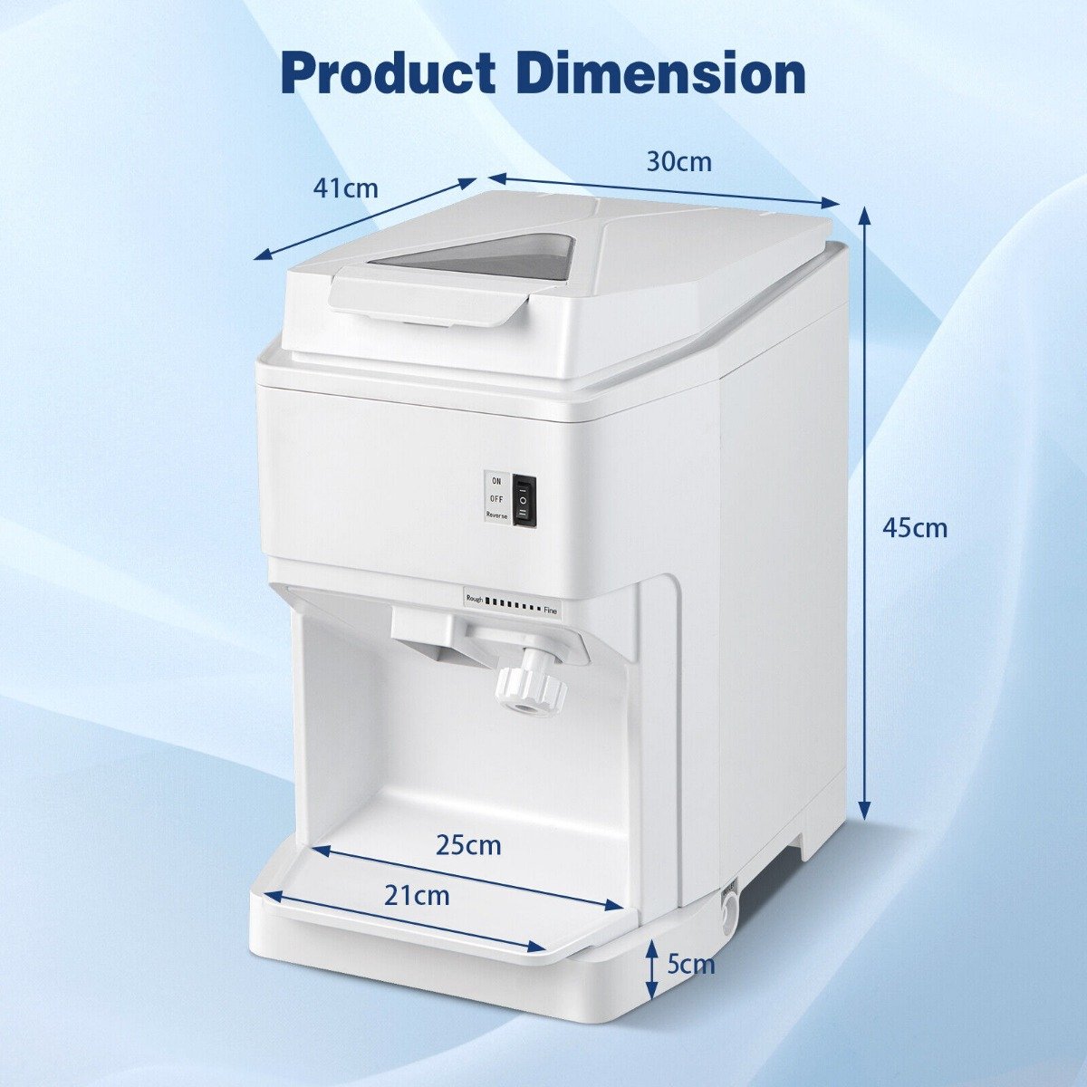350W Ice Size Adjustable Commercial Electric Ice Crusher for Home Restaurant-White