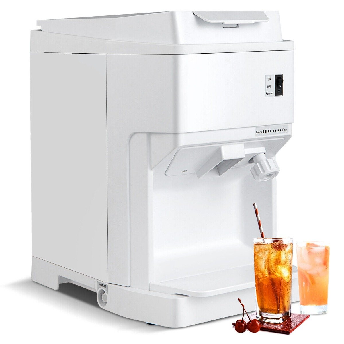 350W Ice Size Adjustable Commercial Electric Ice Crusher for Home Restaurant-White