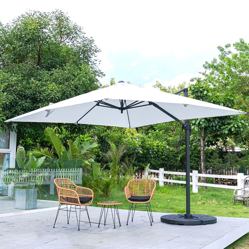 Jasnoszary 3 x 3 m kwadratowy parasol wspornikowy do ogrodu i na patio