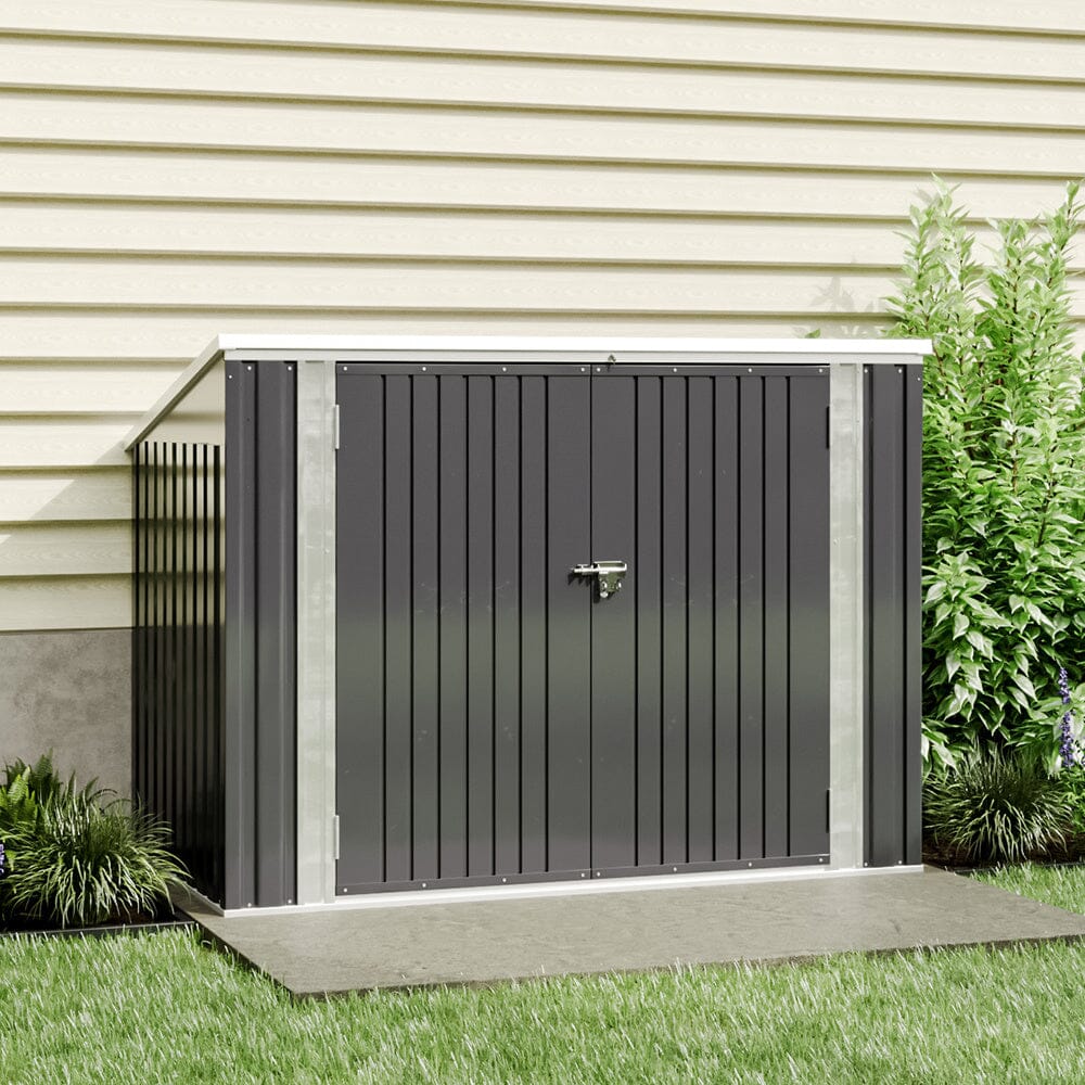 6/7ft Lockable Steel Garden Metal Junk/Bike Storage Shed Green/Black/Grey