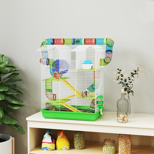 PawHut 5 Tier Hamster Cage Carrier Habitat in Green, image 2