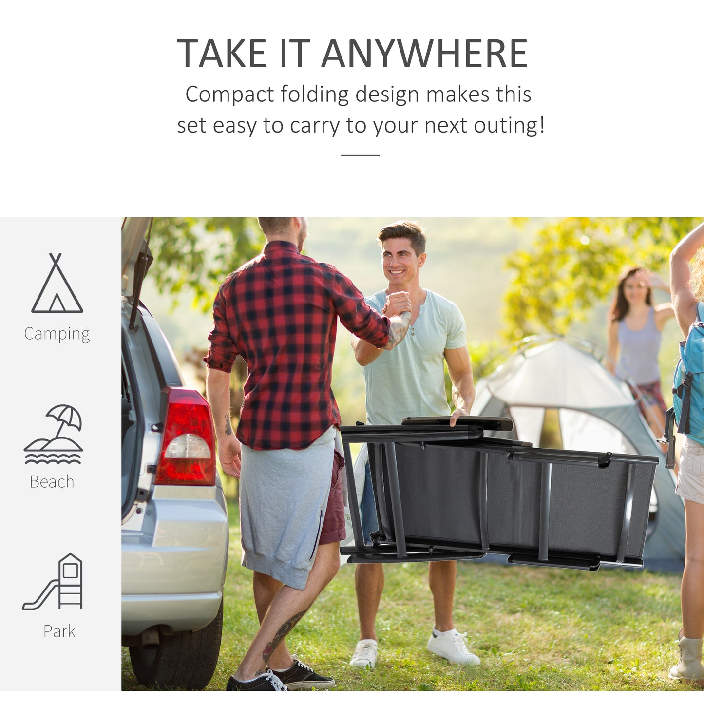 Outsunny Outdoor składany leżak, 5-pozycyjny regulowany leżak z aluminiową ramą na patio, basen i do ogrodu, szary