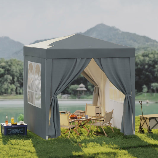 Outsunny Garden Pop Up Gazebo Marquee Party Tent Canopy in Grey, image 2