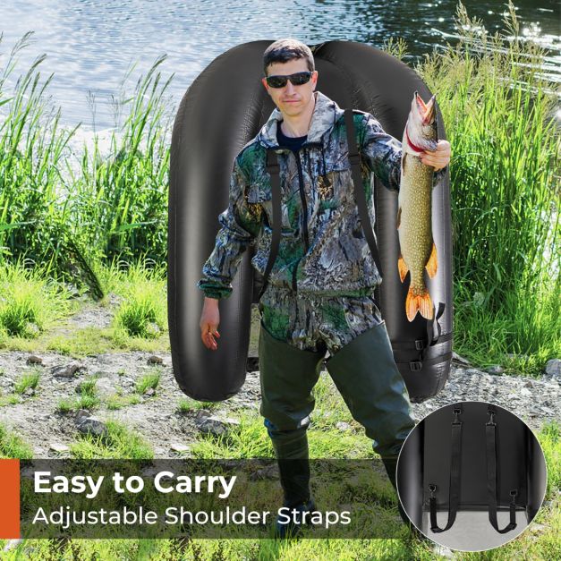 Inflatable dinghy with fish ruler & rod holder & paddle fishing boat camouflage
