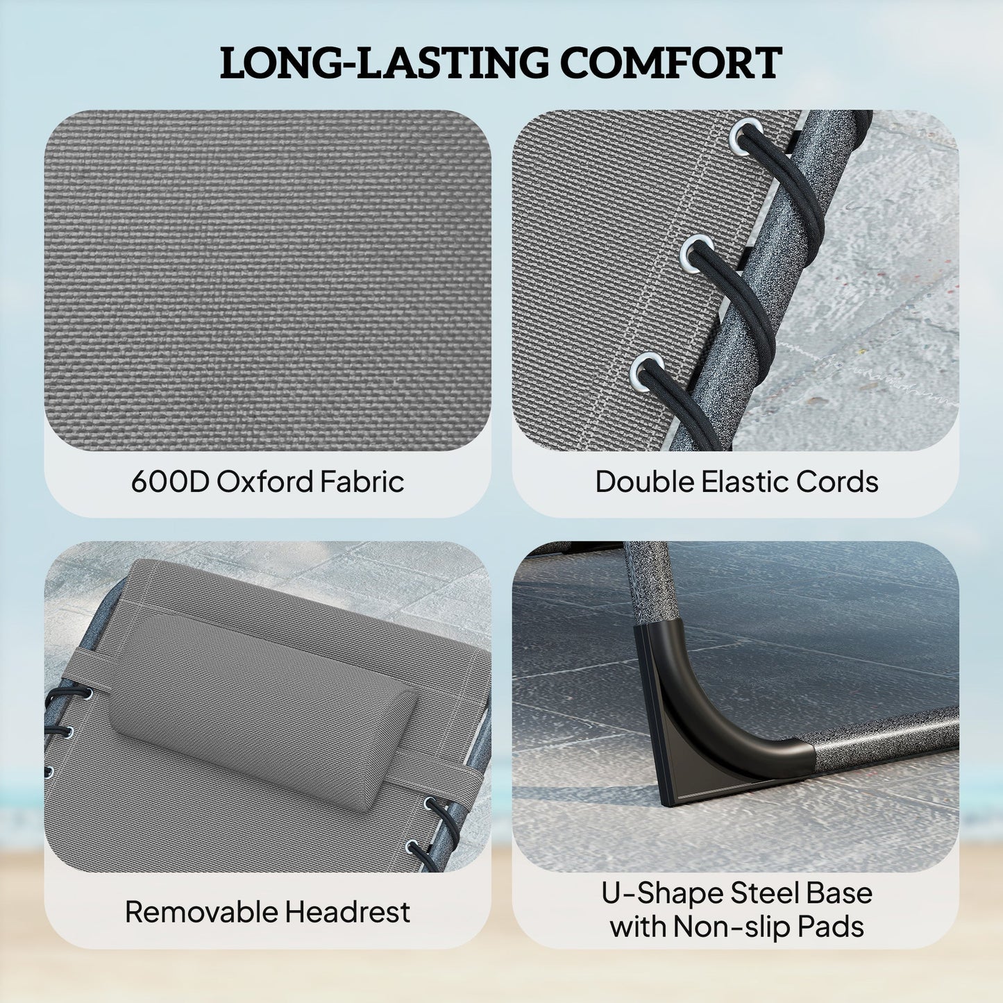 Outsunny Five-Position Reclining Sun Loungers Set of 2 - Grey