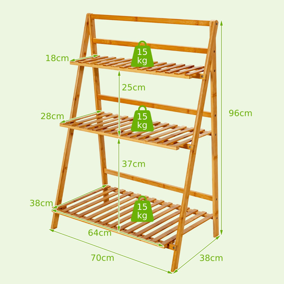 Folding Bamboo Plant Stand for Living Room Patio Garden Balcony Porch-Natural