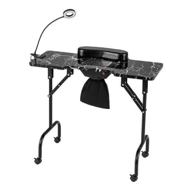 Portable Folding Manicure Nail Table with Electric Dust Collector-Black