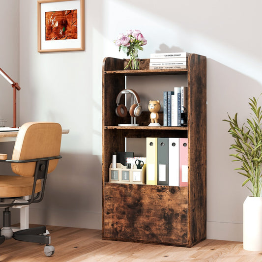 Freestanding Bookshelf with 3-Tier Open Shelf and Drawer-Rustic Brown
