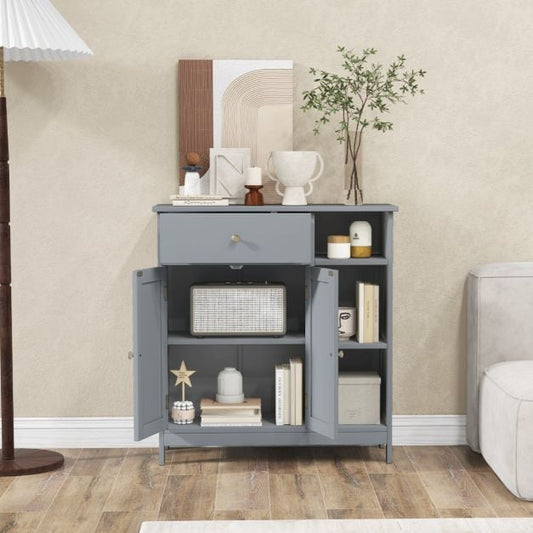 Freestanding Kitchen Bathroom Floor Cabinet Cupboard Storage Organizer-Grey