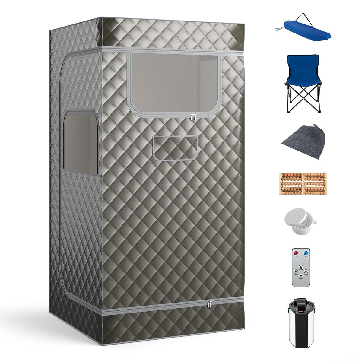 Portable Steam Sauna for Home with 3L Steam Generator-Coffee