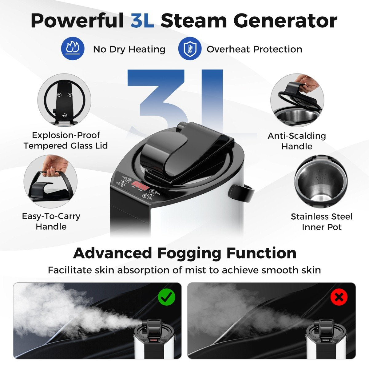 Portable Steam Sauna for Home with 3L Steam Generator-Black