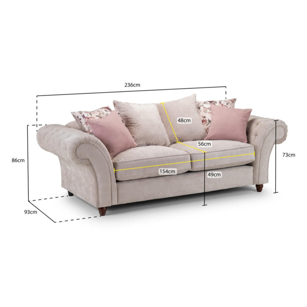 Sofa Romulo Fabric z 3 miejscami siedzącymi - Szara/Beżowa