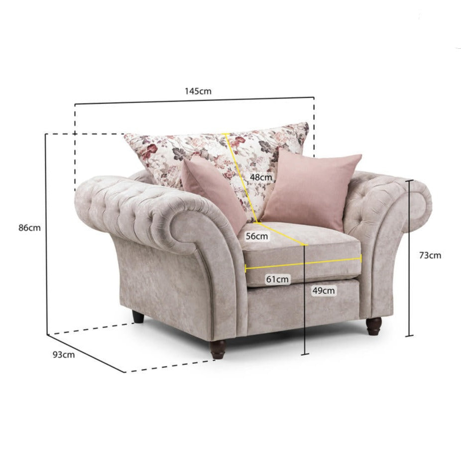 Sofa Romulo Fabric z 3 miejscami siedzącymi - Szara/Beżowa