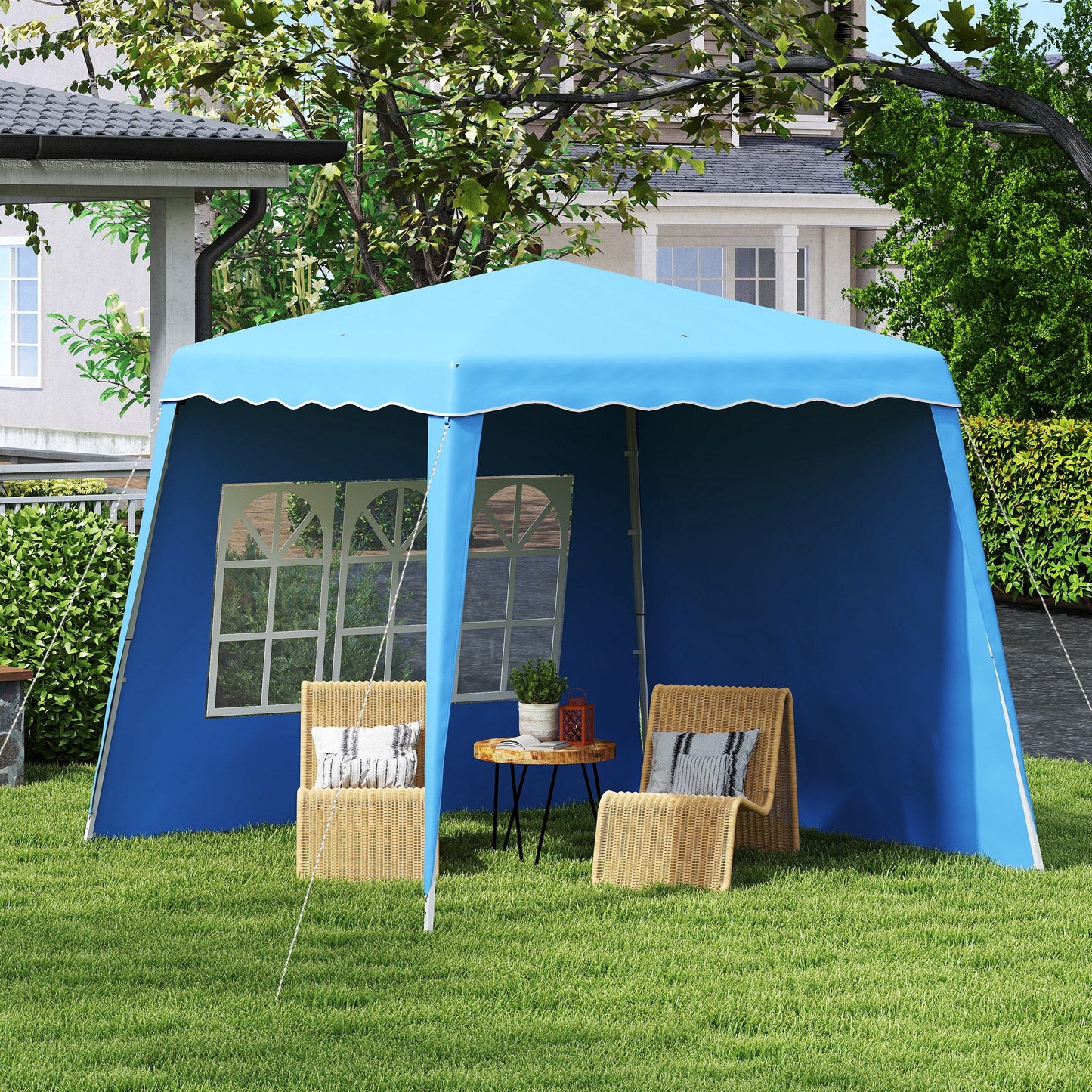 Outsunny 2,4 x 2,4 m Dwuścienna altana typu pop-up - niebieska