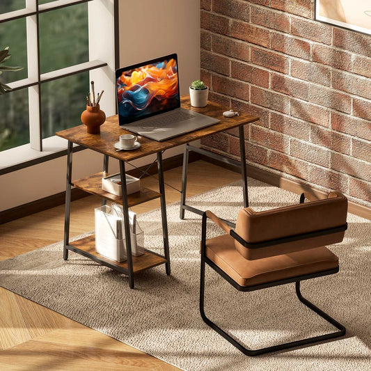 HOMCOM Industrial-Style Work Desk in Rustic Brown, image 2