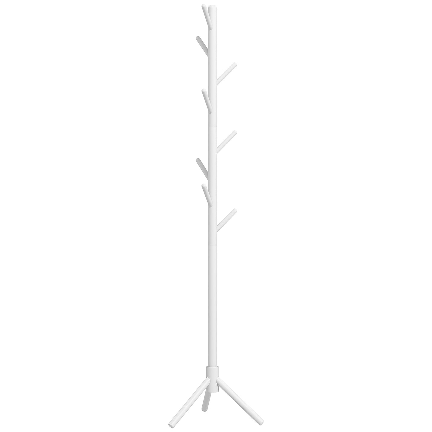 HOMCOM Eight-Hook Wooden Coat Rack - White