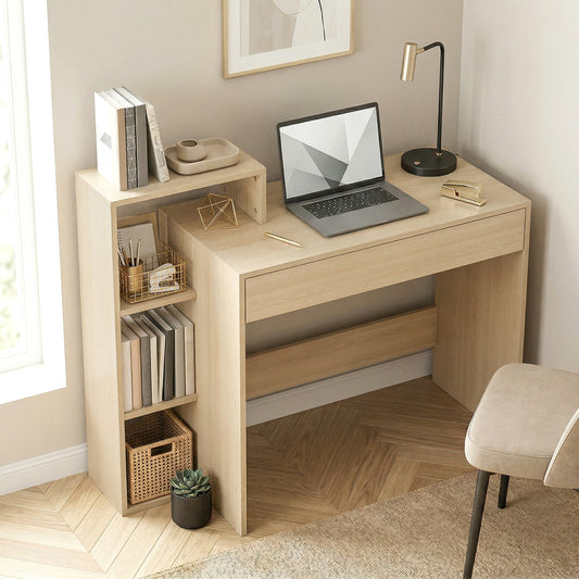 HOMCOM Desk with Storage in a Natural Wood Finish, image 2