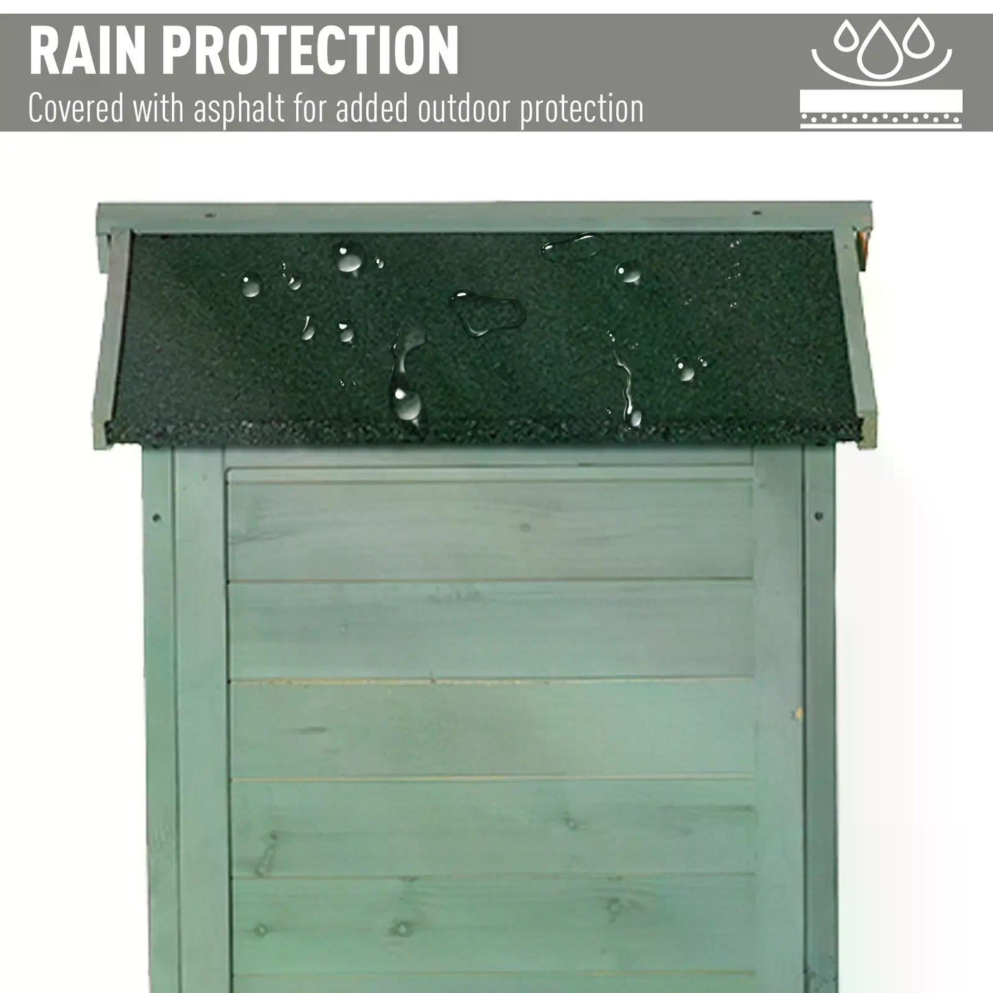 Outsunny Wooden Garden Shed, Outdoor Storage Cabinet with 2 Shelves and Hooks, Locking Organiser Outdoor Narrow Tool House, 74x55x155cm, Green