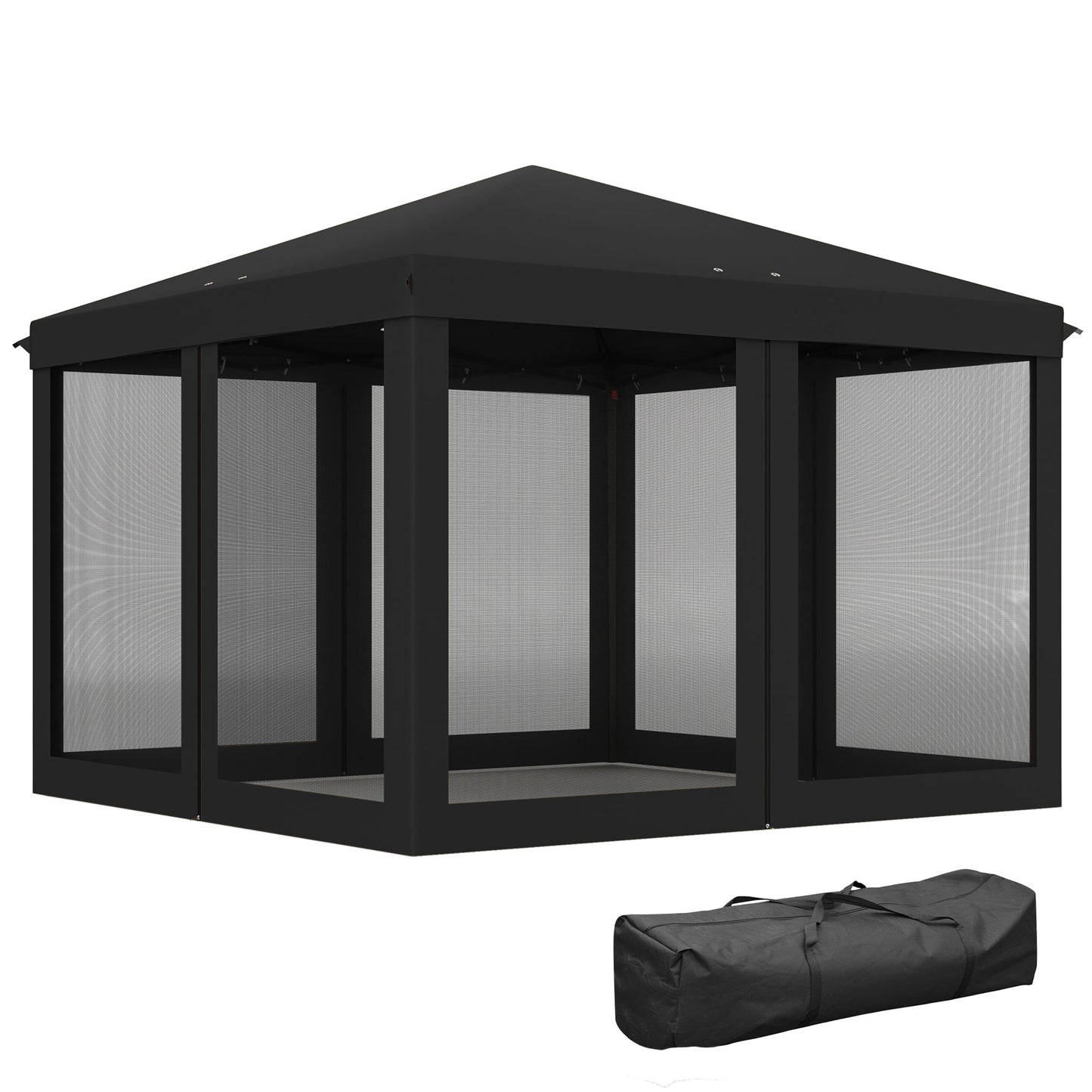Outsunny 3 x 3Â m Pop Up Gazebo, 420D Garden Tent Canopy with Removable Mesh Sidewall Netting, Carry Bag for Garden Patio Outdoor, Black