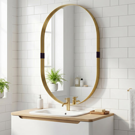 HOMCOM Wall Mirror, Bathroom Mirror with Elevated Aluminium Alloy Frame, 60 x 90 cm, Gold Tone
