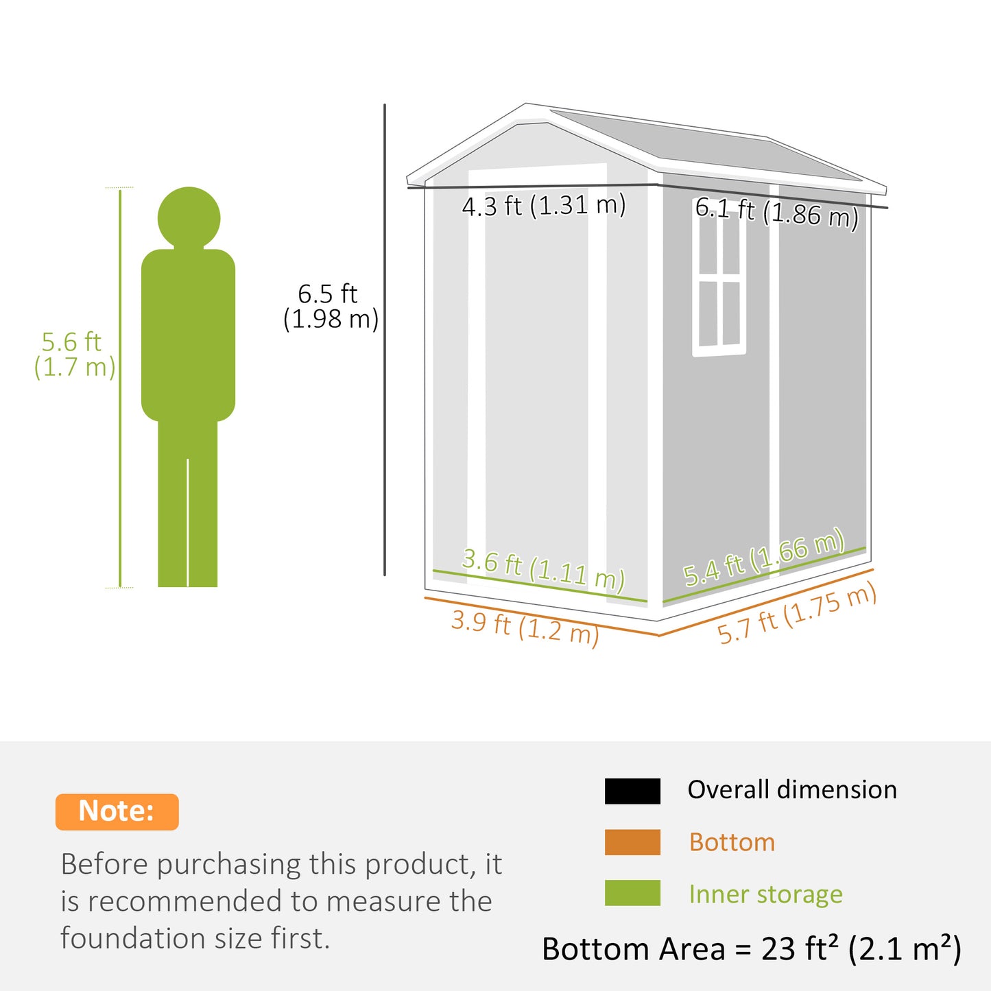 Outsunny 4 x 6ft Garden Shed, plastikowa szopa z podłogą, oknem, zamykanymi drzwiami i otworami wentylacyjnymi, żywiczna szopa na narzędzia do przechowywania na patio, zerowa konserwacja, szara