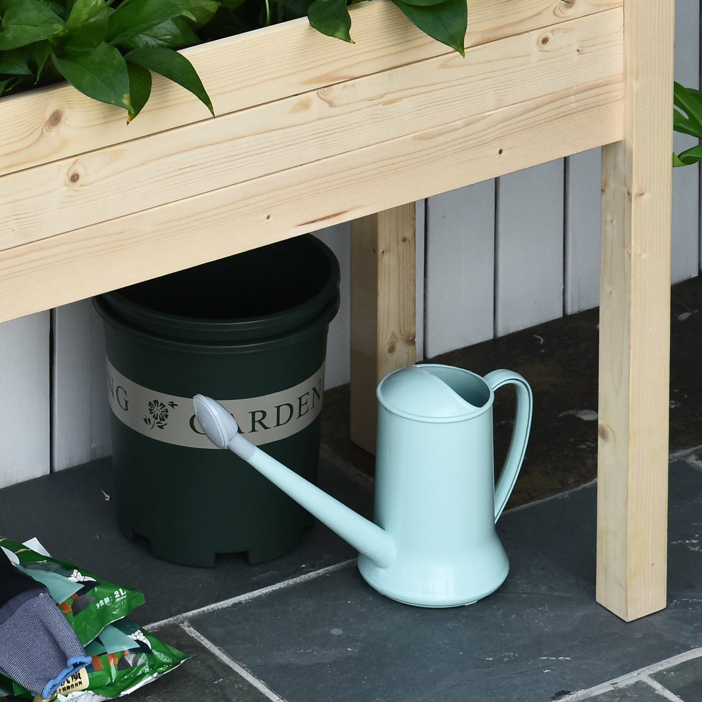 Outsunny Garden Wooden Planters_ Rectangular Raised Bed,Flower Box, Fir Wood Indoor/Outdoor, Oak Tone, 86L x 46W x 76Hcm