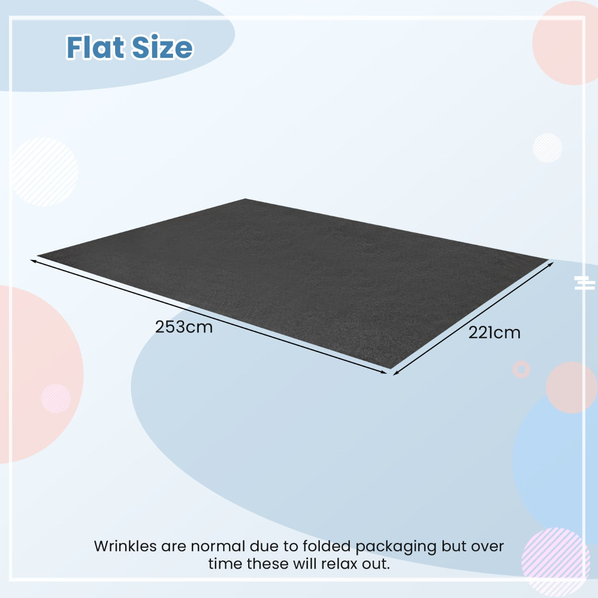 253 x 221 cm Reusable and Washable Garage Floor Mat Includes Double Sided Tape