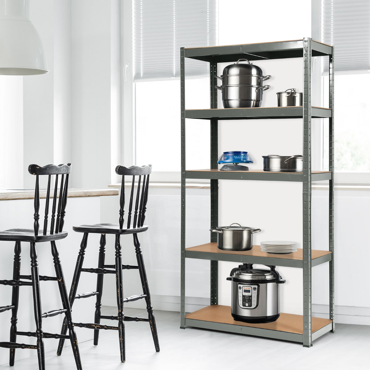 1.8m Warehouse Shelving for Books and Kitchenware-Gray