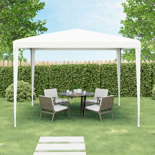 3 x 3 m Gazebo Shelter with Large Canopy and Steel Tubes-White
