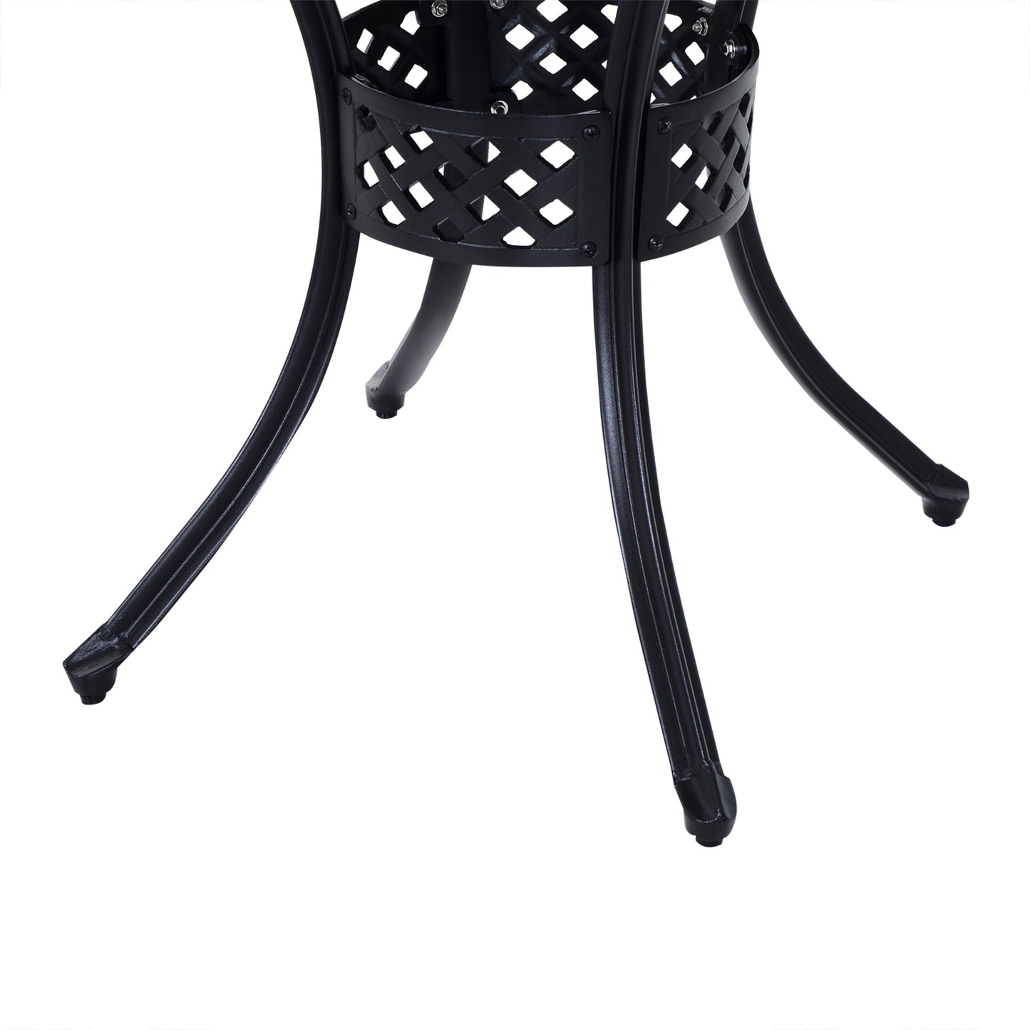 Outsunny 85cm okrągły stół ogrodowy z otworem na parasol, aluminiowy motyw kratki, stół jadalny na zewnątrz do ogrodu na patio, czarny