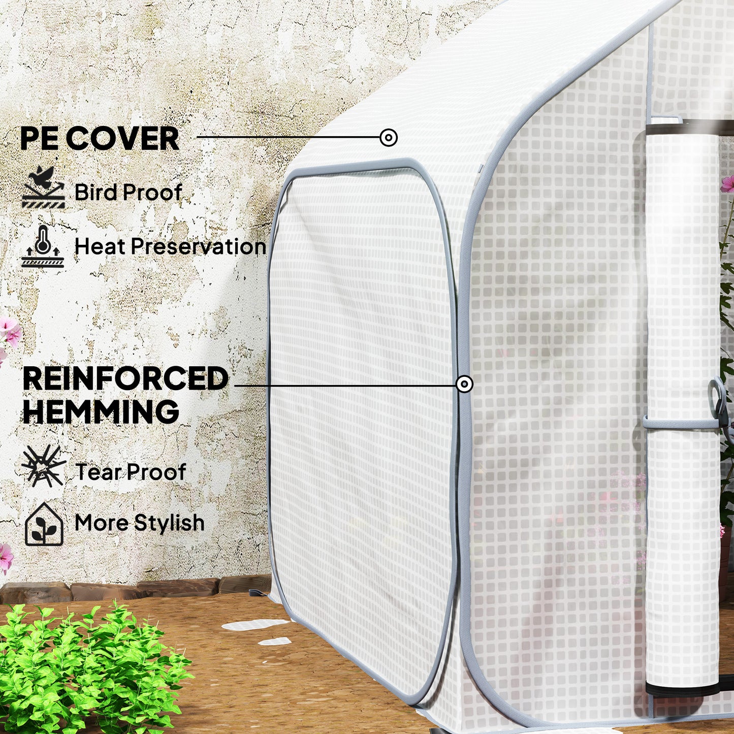Outsunny 150 x 148cm Pop-Up Szklarnia - Biała