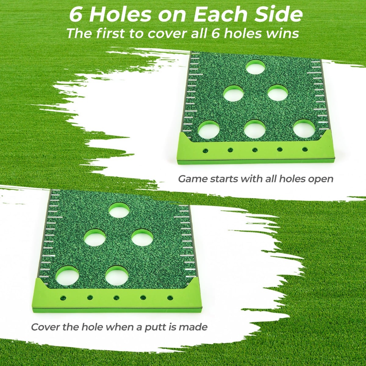 11 FT Putting Green Mat with 2 Adjustable Putters 6 Balls and 12 Hole Covers for Party