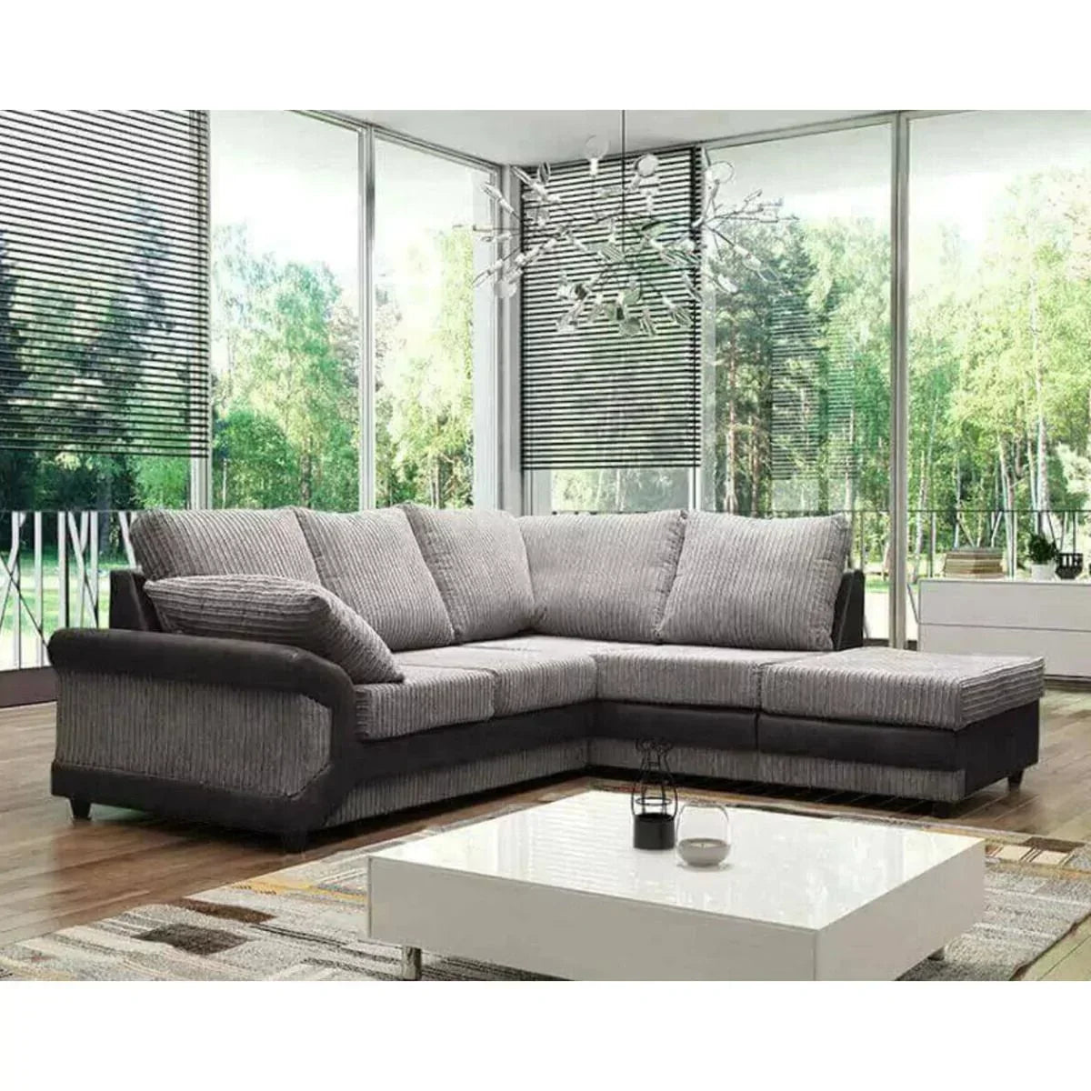 Sofa narożna Swansea High Back Fabric Black and Grey z podłokietnikiem po prawej i lewej stronie