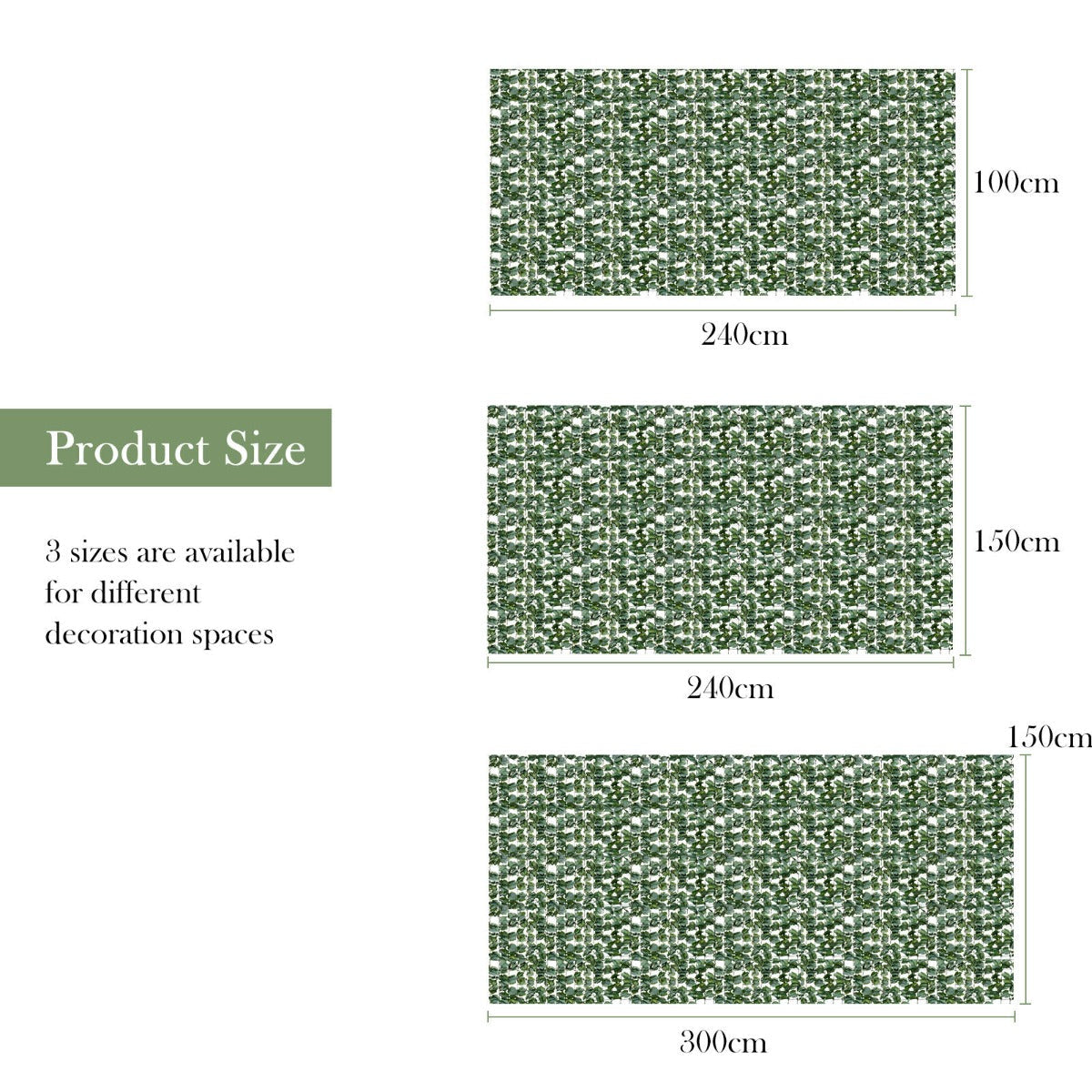 Artificial Ivy Privacy Fence Wall Screen with Zip Ties-150X240CM
