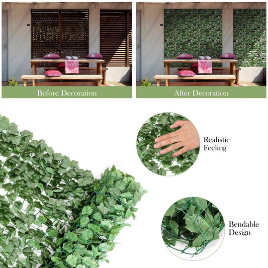Artificial Ivy Privacy Fence Wall Screen with Zip Ties-150X240CM