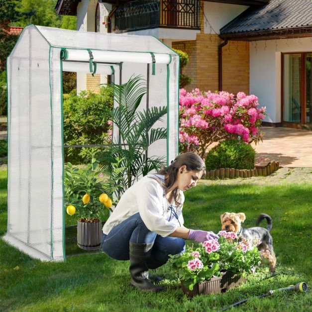Walk-in Garden Greenhouse with Zippered Doors for Outdoor