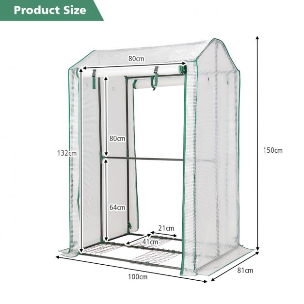 Walk-in Garden Greenhouse with Zippered Doors for Outdoor