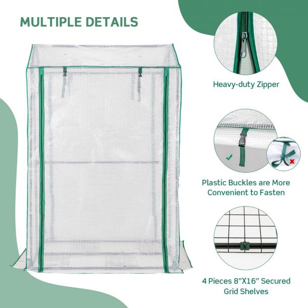 Walk-in Garden Greenhouse with Zippered Doors for Outdoor