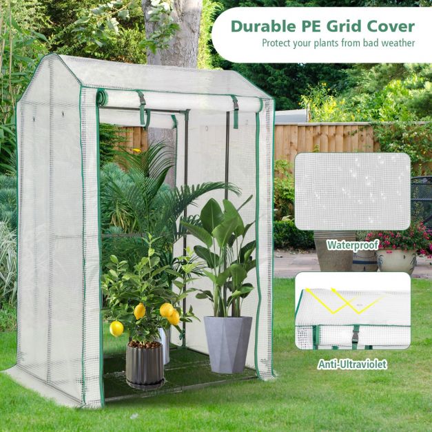 Walk-in Garden Greenhouse with Zippered Doors for Outdoor