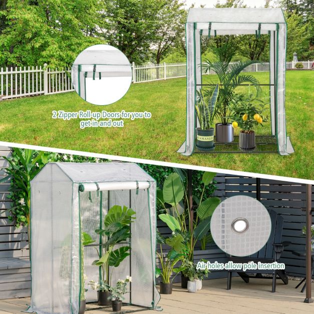 Walk-in Garden Greenhouse with Zippered Doors for Outdoor