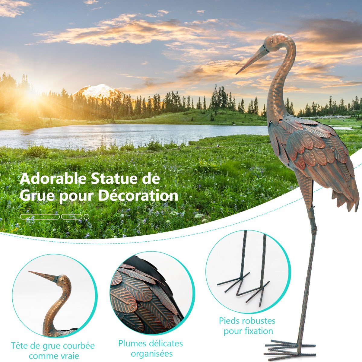 Set of 2 Metal Garden Ornaments for Backyard